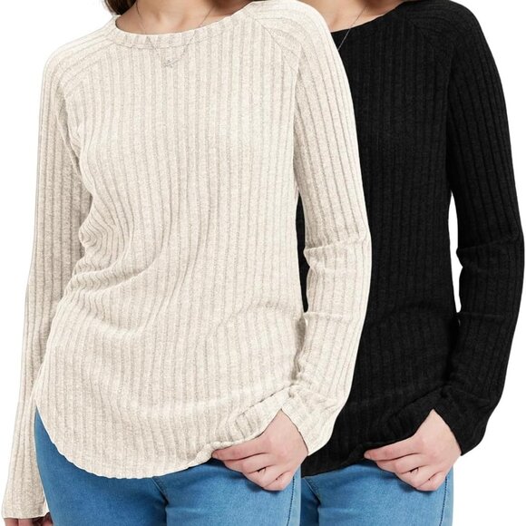 Lightweight Women's Tunic Tops 2/3 Pack - Flattering Crew Neck Pullovers - Picture 1 of 6